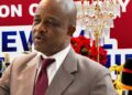 Publishers Association of Liberia President Alphonso Toweh addresses journalists during the Reporters Association of Liberia induction ceremony in Monrovia.