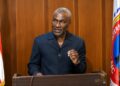 Alexander B. Cummings speaks during a press conference calling for an international investigation into Liberia's US$19.2 million cocaine seizure.