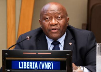 Finance Minister Augustine Kpehe Ngafuan presents Liberia's 2026 Voluntary National Review at the United Nations High-Level Political Forum in New York.
