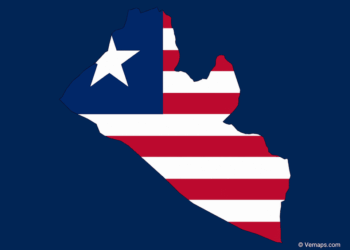 map of liberia in a blue background
