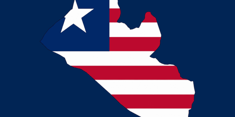 map of liberia in a blue background