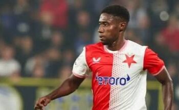 Liberia captain Oscar Dorley during a match for Slavia Prague.