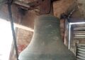 The 1835 bronze bell cast by Ephraim Force of New York at First United Methodist Church in Monrovia.