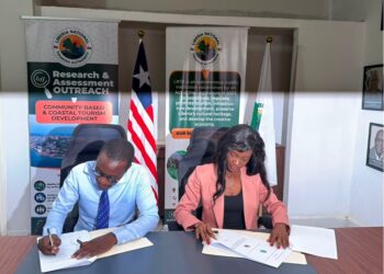Officials from LSEZA and the Liberia National Tourism Authority sign an agreement to establish Liberia's first Special Tourism Economic Zone at Lake Piso.