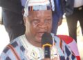 Local Government Minister F. Sakila Nyumalin Sr. addresses Liberians during an Independence Day celebration in Antwerp, Belgium.