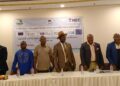 Civil society representatives present the Legislative Monitoring Coalition of Liberia's second-quarter report in Monrovia.