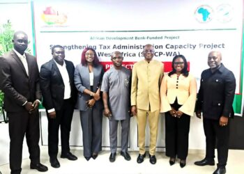Officials attend the WATAF launch of the AfDB-financed STACP-WA tax administration project in Abuja, Nigeria.