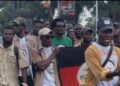 Students Unification Party members march on Capitol Hill in Monrovia to demand public-school renovations and university transition support.