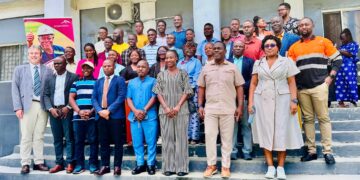 ArcelorMittal Liberia scholarship recipients pose with company executives and government officials during the 2026 scholarship award ceremony in Monrovia.