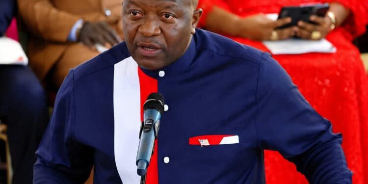 Finance Minister Augustine Kpehe Ngafuan speaks during Liberia’s 179th National Flag Day observance in Monrovia.