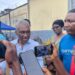 Alexander Cummings speaking outside the Monrovia Central Prison