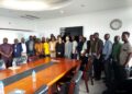 Representatives of German laboratory equipment manufacturer PHYWE assess science laboratories at the University of Liberia.