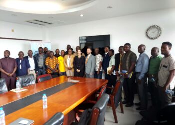 Representatives of German laboratory equipment manufacturer PHYWE assess science laboratories at the University of Liberia.