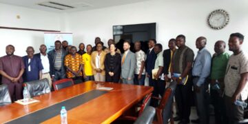 Representatives of German laboratory equipment manufacturer PHYWE assess science laboratories at the University of Liberia.