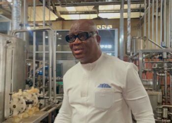 Simeon Freeman tours his US$4 million beverage manufacturing plant in Gardnerville