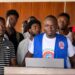 Leaders of the Alternative National Youth Congress present the July State of the Youth Report in Monrovia.
