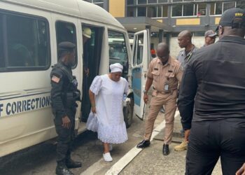 Former Vice President Jewel Howard-Taylor appears in court during preliminary proceedings in the cocaine trafficking case.