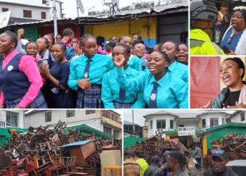 More Than Me Academy students stand outside their Ashmun Street campus following a court eviction