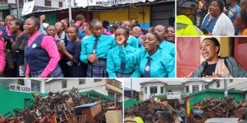More Than Me Academy students stand outside their Ashmun Street campus following a court eviction