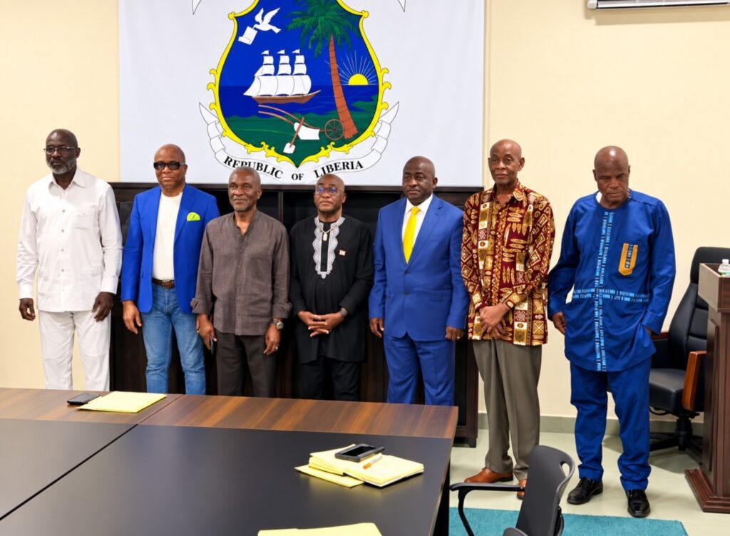 George Weah, Alexander Cummings and Musa Bility at Liberia opposition talks