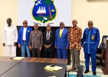 George Weah, Alexander Cummings and Musa Bility at Liberia opposition talks
