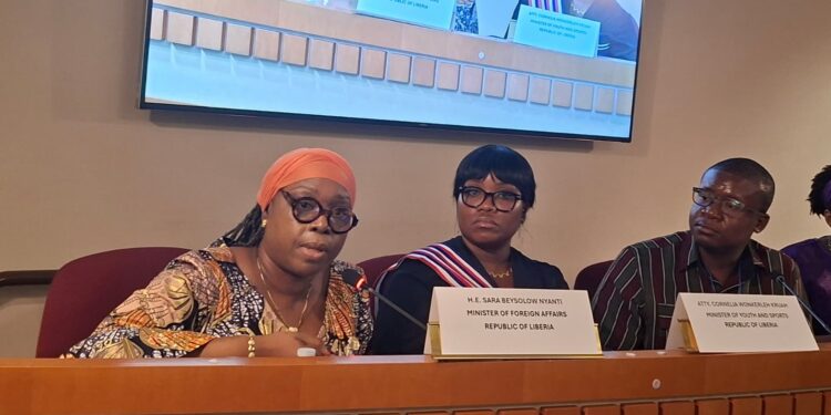 Foreign Minister Sara Beysolow Nyanti launches Liberia’s PATHWAYs youth framework at the United Nations