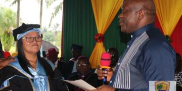 Finance Minister Augustine Ngafuan speaks at Tubman University’s 17th Founders’ Day celebration