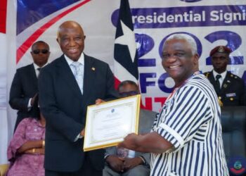 President Joseph Boakai and LRA Commissioner General James Dorbor Jallah