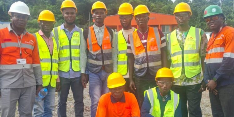 ArcelorMittal Liberia rail patrol recruits attend a safety induction at Greenhill Quarry