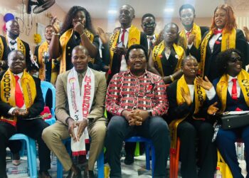 Graduates of the Divine Intervention entrepreneurship program attend their certification ceremony in Gbarnga