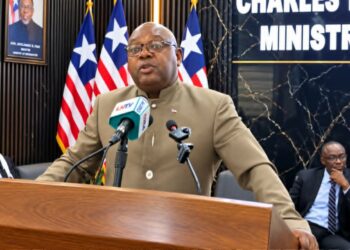 Law Reform Commission Chairman Bornor M. Varmah discusses Liberia’s online legal portal at a press briefing