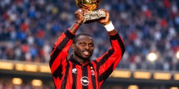 Football legend George Weah displaying his Ballon d'Or