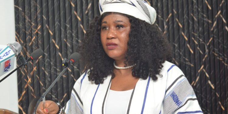 LIPO Director General Garmai Koboi speaks at the Ministry of Information in Monrovia