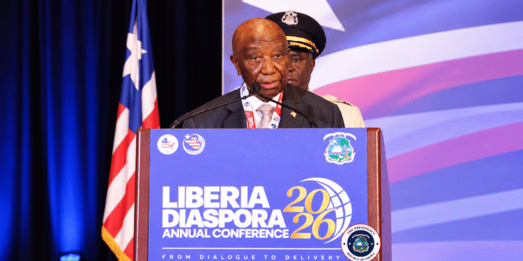 President Joseph Boakai addresses the Liberia Diaspora Annual Conference in Alexandria, Virginia