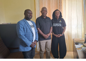 Public Defense Program Coordinator Bestman D. Juah Sr. meets magistrates during a court assessment in Montserrado County