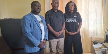 Public Defense Program Coordinator Bestman D. Juah Sr. meets magistrates during a court assessment in Montserrado County