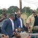 Former President George Weah speaking to reporters at his Paynesville residence