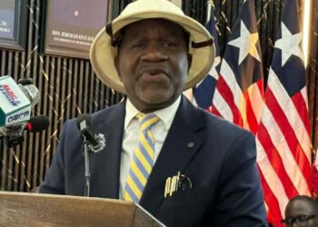 Labour Minister Cooper Kruah speaks at the Ministry of Information press briefing