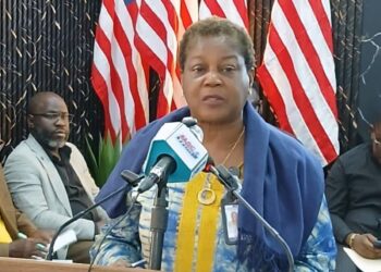 MCSS Superintendent Augurie E. Stevens speaks at the Ministry of Information press briefing