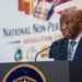 President Joseph Boakai speaks at a fundraising dinner for Liberia’s Lone Star national team