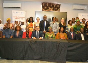 UN Women and partner representatives launch the GPI 2.0 initiative in Liberia