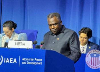 Vice President Jeremiah Kpan Koung addresses the IAEA General Conference in Vienna