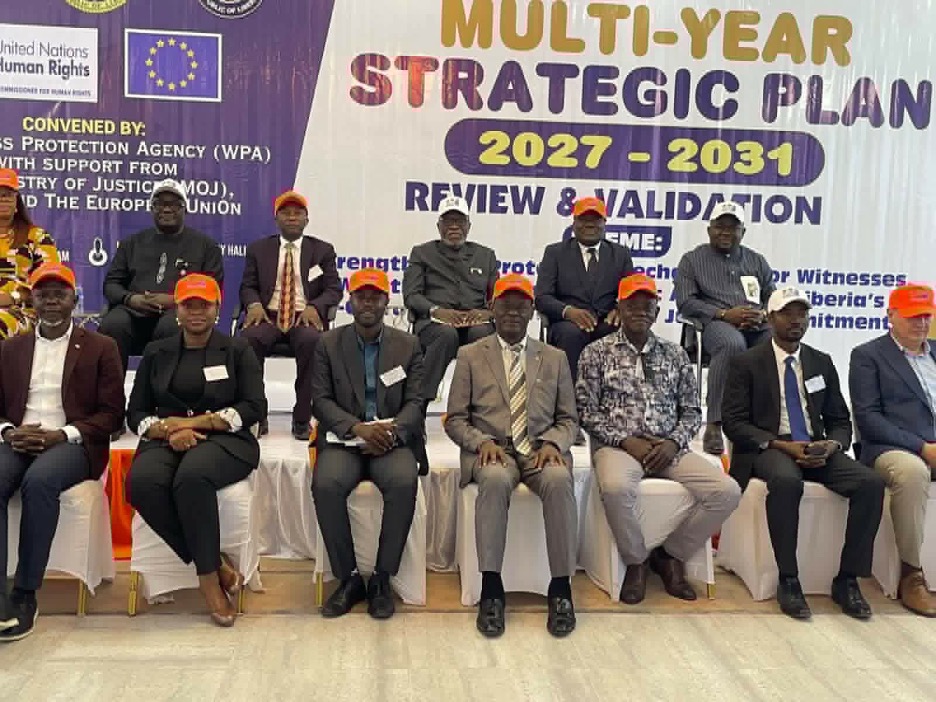 Witness Protection Agency Director Teklo Maxwell Grigsby II speaks during a strategic plan validation session in Monrovia
