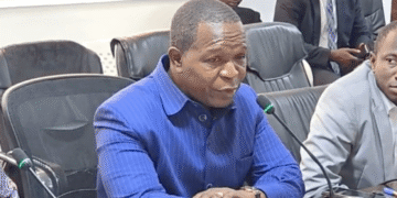Deputy Education Minister Nyekeh Y. Forkpa speaking at a Finance Ministry budget hearing.