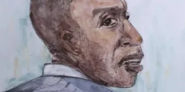 Illustration of former Liberian rebel commander Alieu Kosiah.
