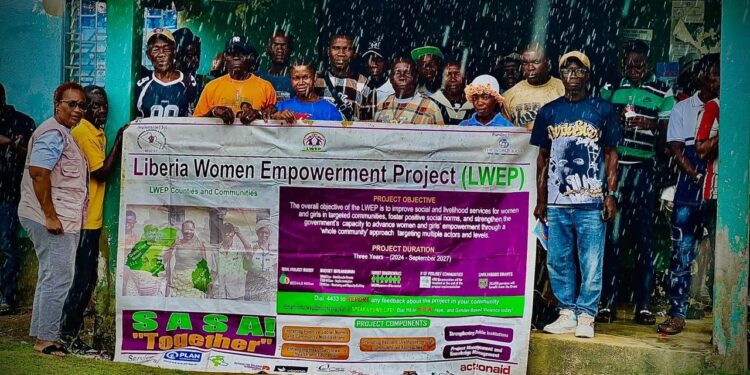 Participants at a Liberia Women Empowerment Project community engagement session.