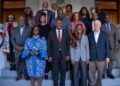 Wala Blegay and Ambassador Al-Hassan Conteh with trade delegation members and Liberian Embassy staff.