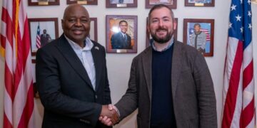 Liberian Ambassador Al-Hassan Conteh and KoBold Metals representative Alan Carroll.