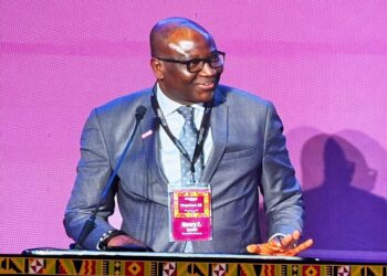 CBL Executive Governor Henry F. Saamoi speaking at MojaCom 32 in Accra, Ghana.