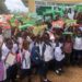 Nursery pupils receiving school supplies from the Fissebu Youth Development Association in Lofa County.